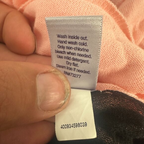 Jennifer Lopez Womens Pink Black Sheer Back Long Sleeve Cardigan Sweater Size L - Picture 5 of 5